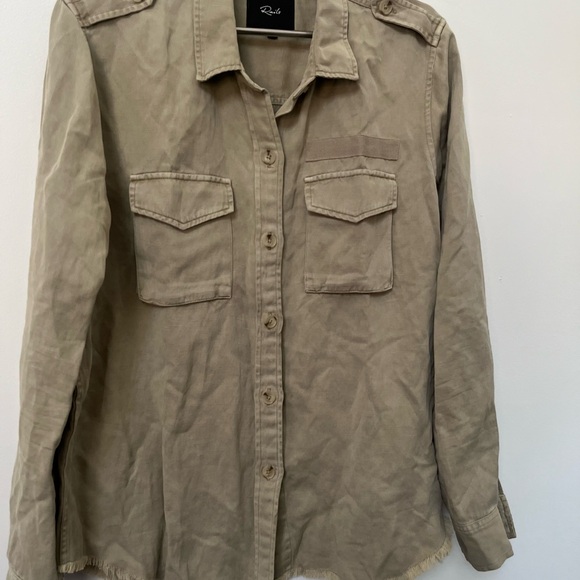 Rails Sparrow Safari Button-Up Linen Blend Shirt in Ochre (L) - Picture 6 of 8